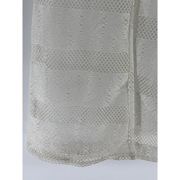 PRETTYLITTLETHING Women's White Mesh Elastic Waist Pull-On Wide-Leg Pant SZ 8 - Picture 6 of 10